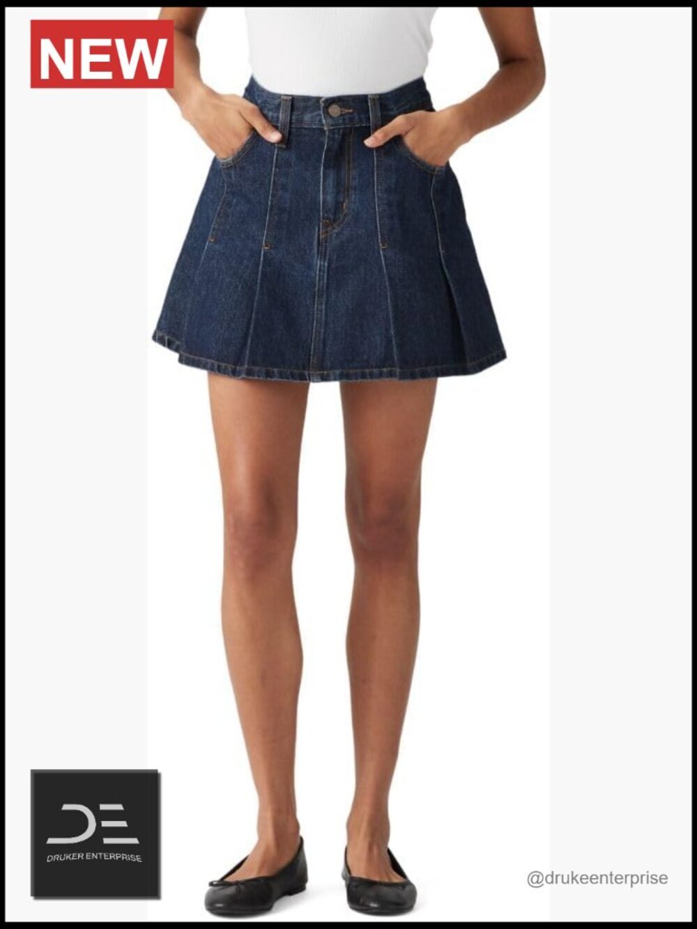 Pleated Mini Skirt with Zipper - Regular Fit - Cotton